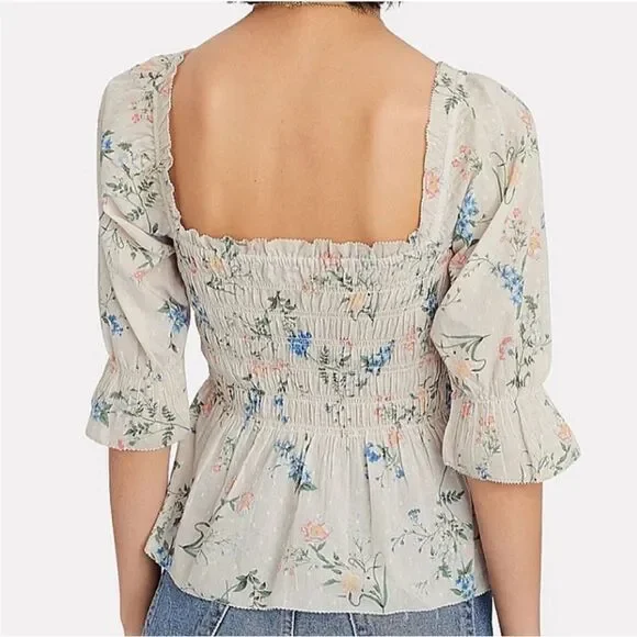 SAYLOR Clover Smocked Floral Top Small - Picture 2 of 10